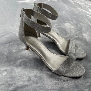 Dream Pairs Heels 9 M Silver Glitter Kitten Pump Ankle Strap Open Toe Fiona